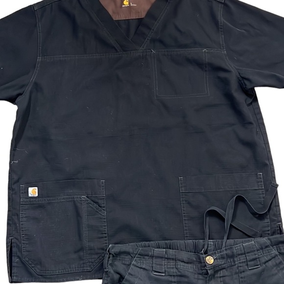 Carhartt Men's Ripstop Multi-Pocket Scrub Top and Bottoms. Size L. Black. - Picture 5 of 7